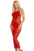 Sexy Red Zig Zag Shred Seamless Long Dress